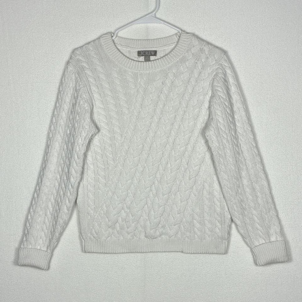 J.Crew white cable knit sweater 100% cotton woman's size medium